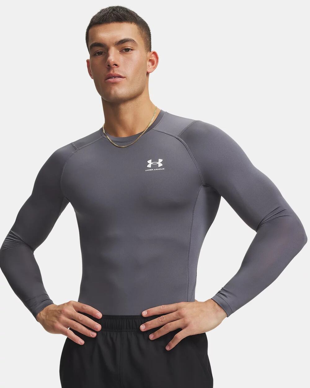 NWT Under Armour HeatGear Men's Compression Long Sleeve in Castlerock sz XL